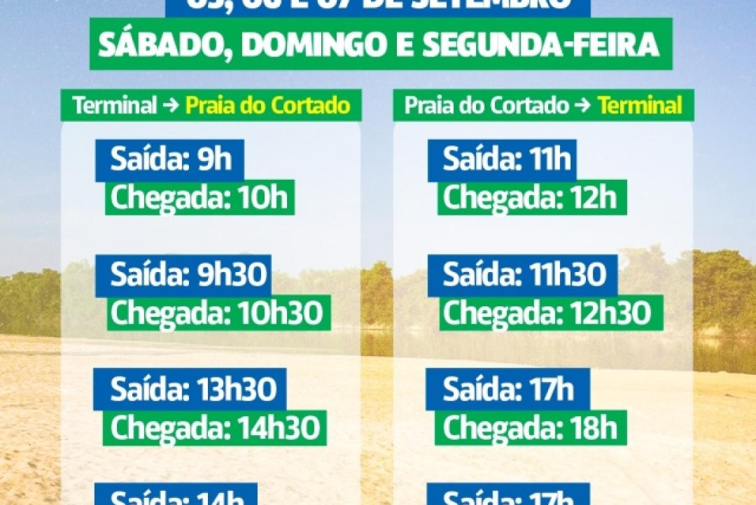 Festeja Sinop: Prefeitura disponibiliza transporte gratuito para Praia do Cortado nos dias 5, 6 e 7 de setembro